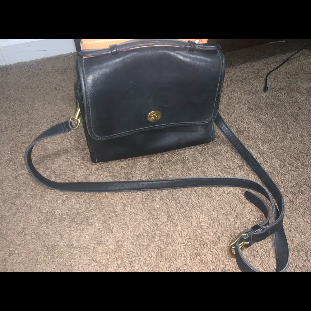 Coach Black Vintage Leather Court Crossbody